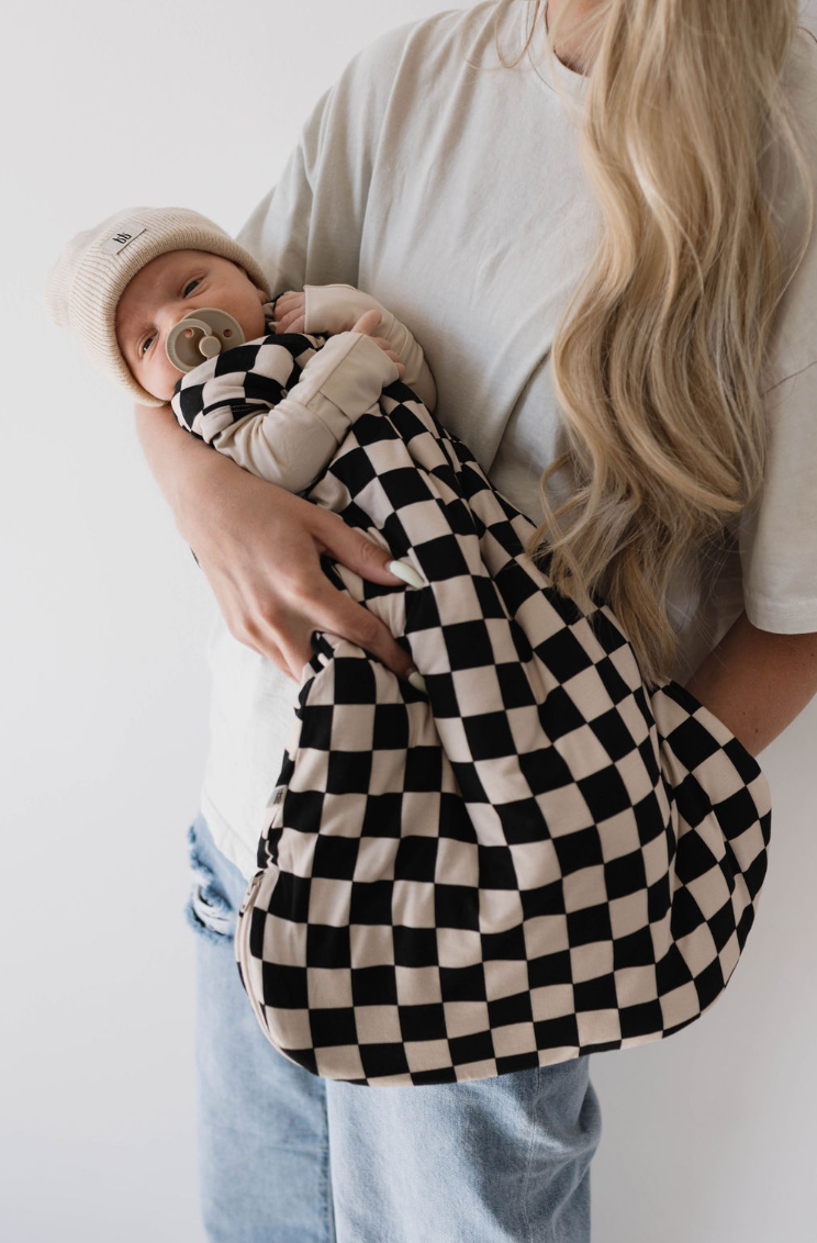 black checkerboard bamboo sleep sack