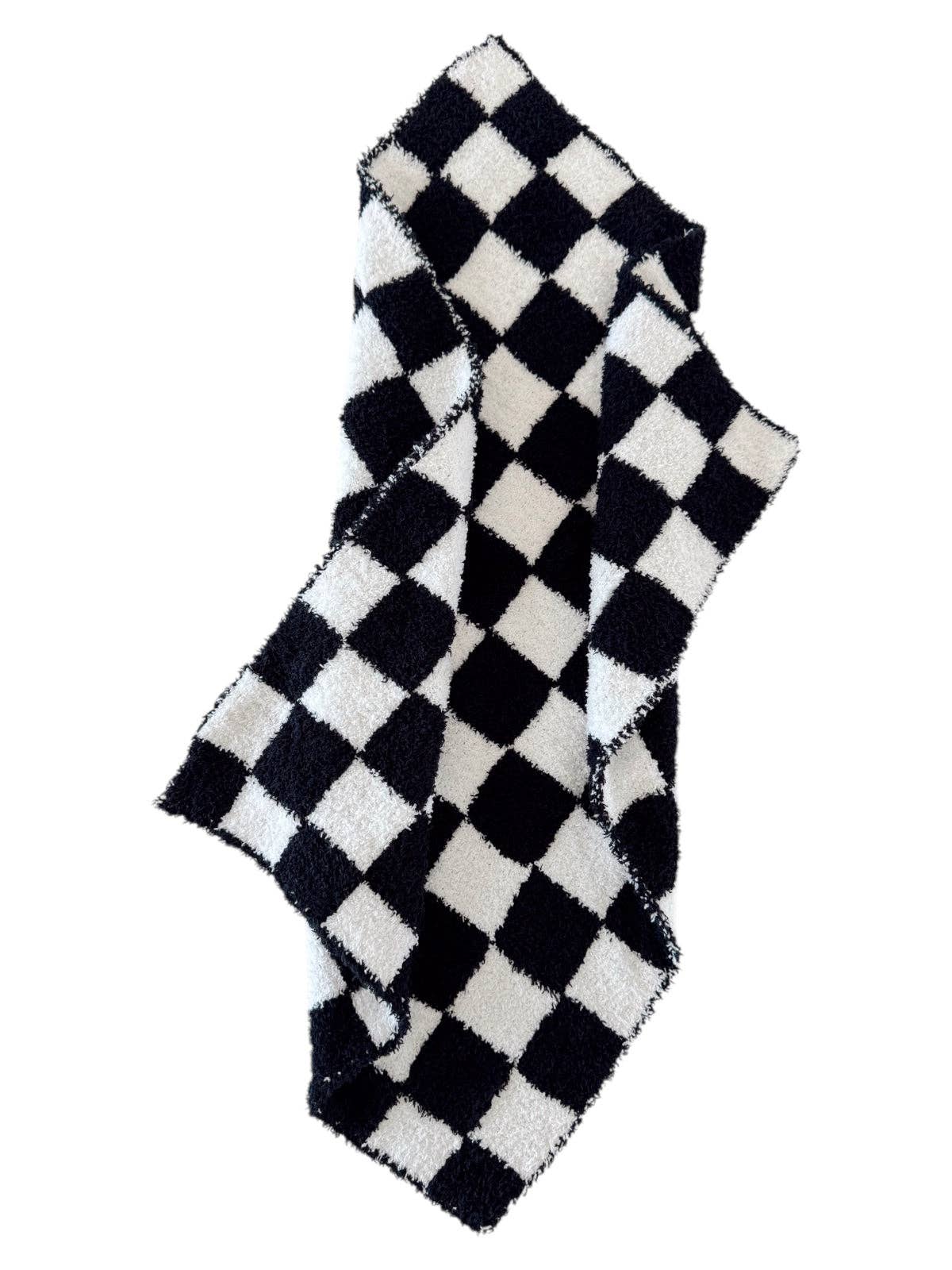 phufy® bliss checkerboard mini blanket, black