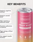 raspberry rush energy + brain boost, 12 pack