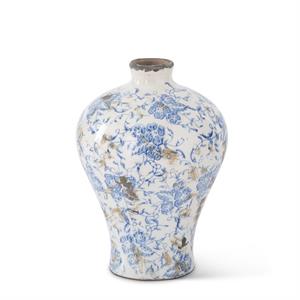 blue + white ceramic bud vases