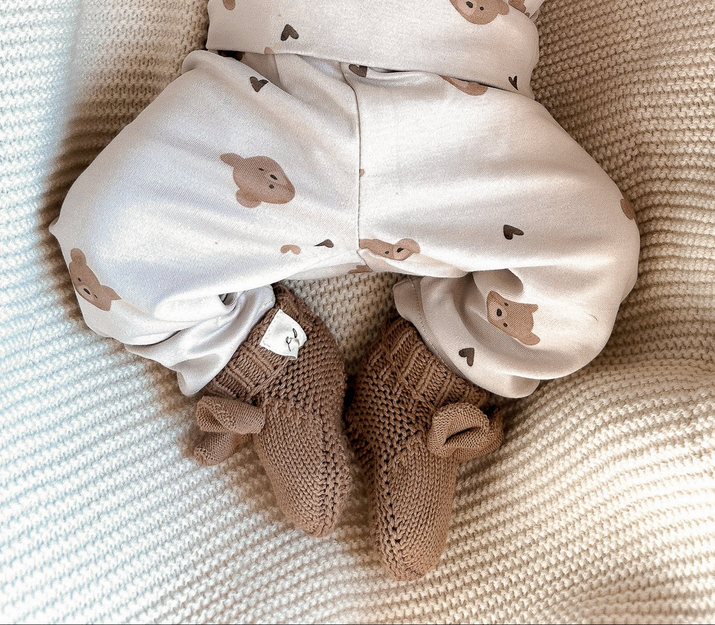 little bear baby booties - acorn