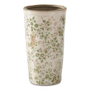 cream + green floral ceramic pots