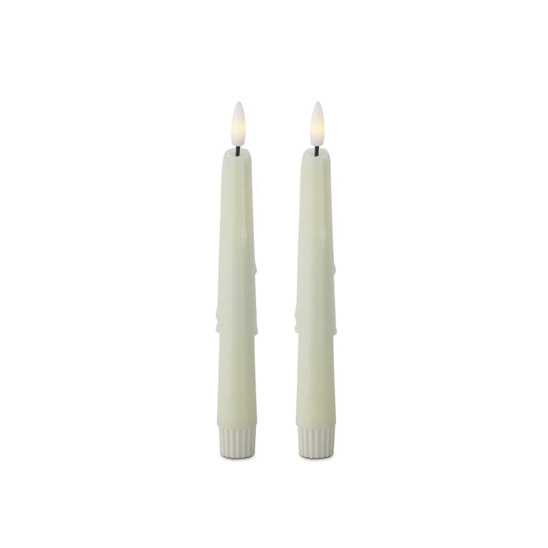 8" cream led drip taper candle w/ timers