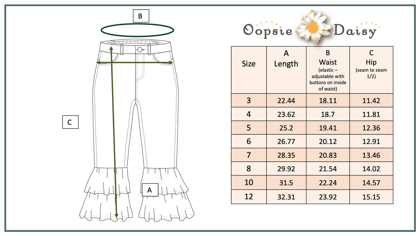 kids khaki denim double ruffle pant jeans