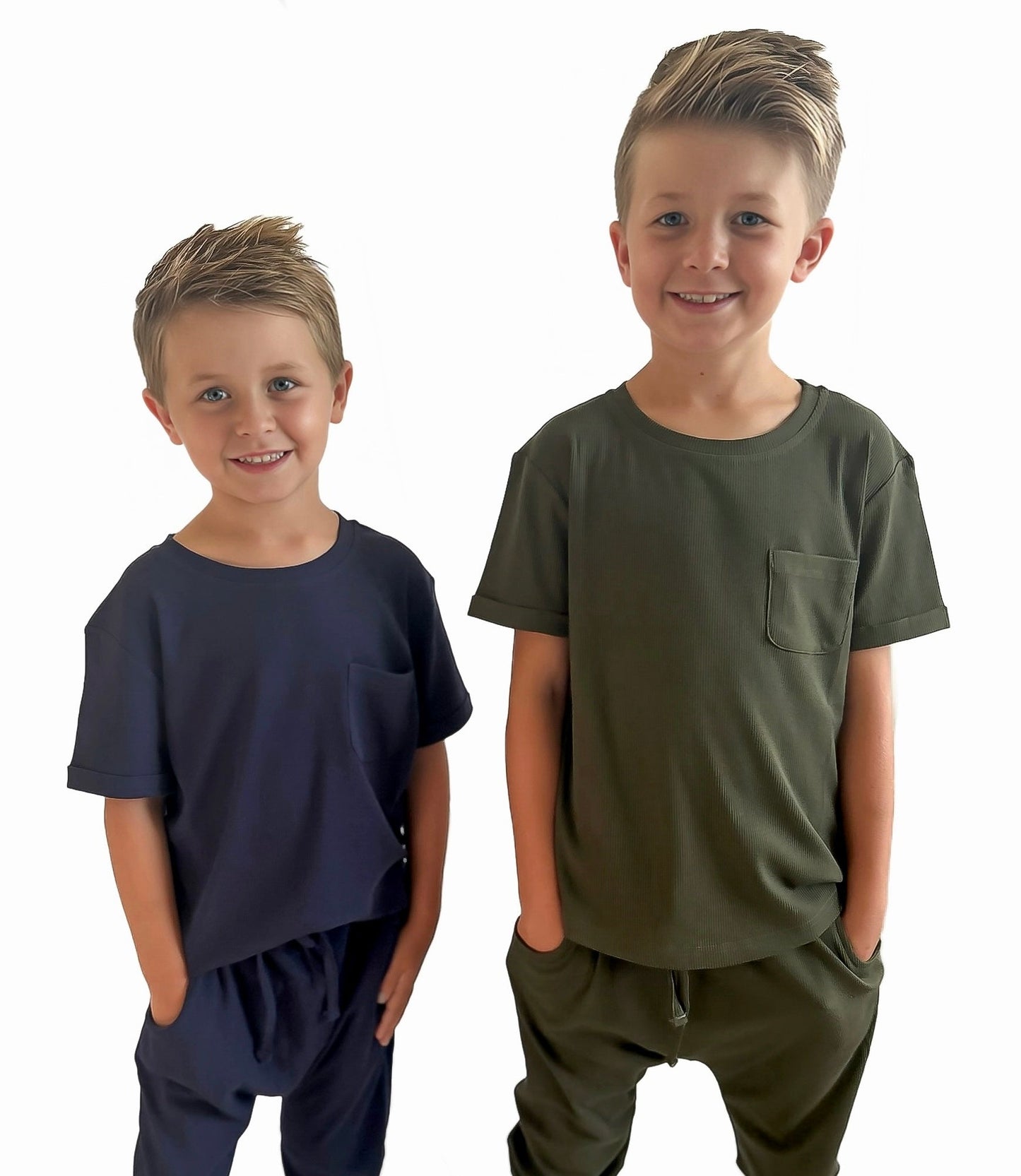 BAMBOO RIBBED POCKET TEE - NAVY - Ivory Soul