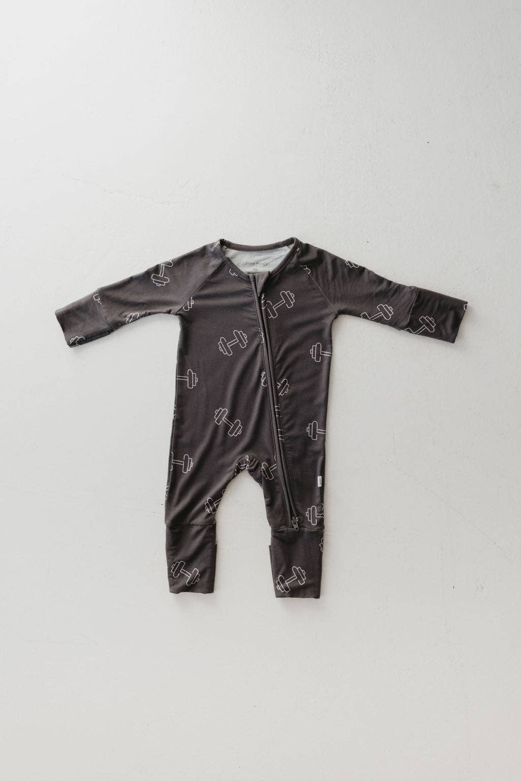 bamboo zip pajamas | charcoal arm day
