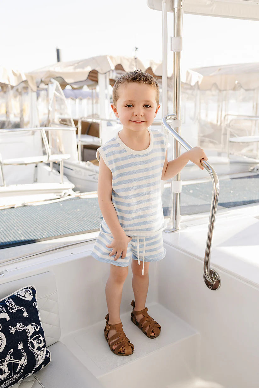 blue stripe short tank set