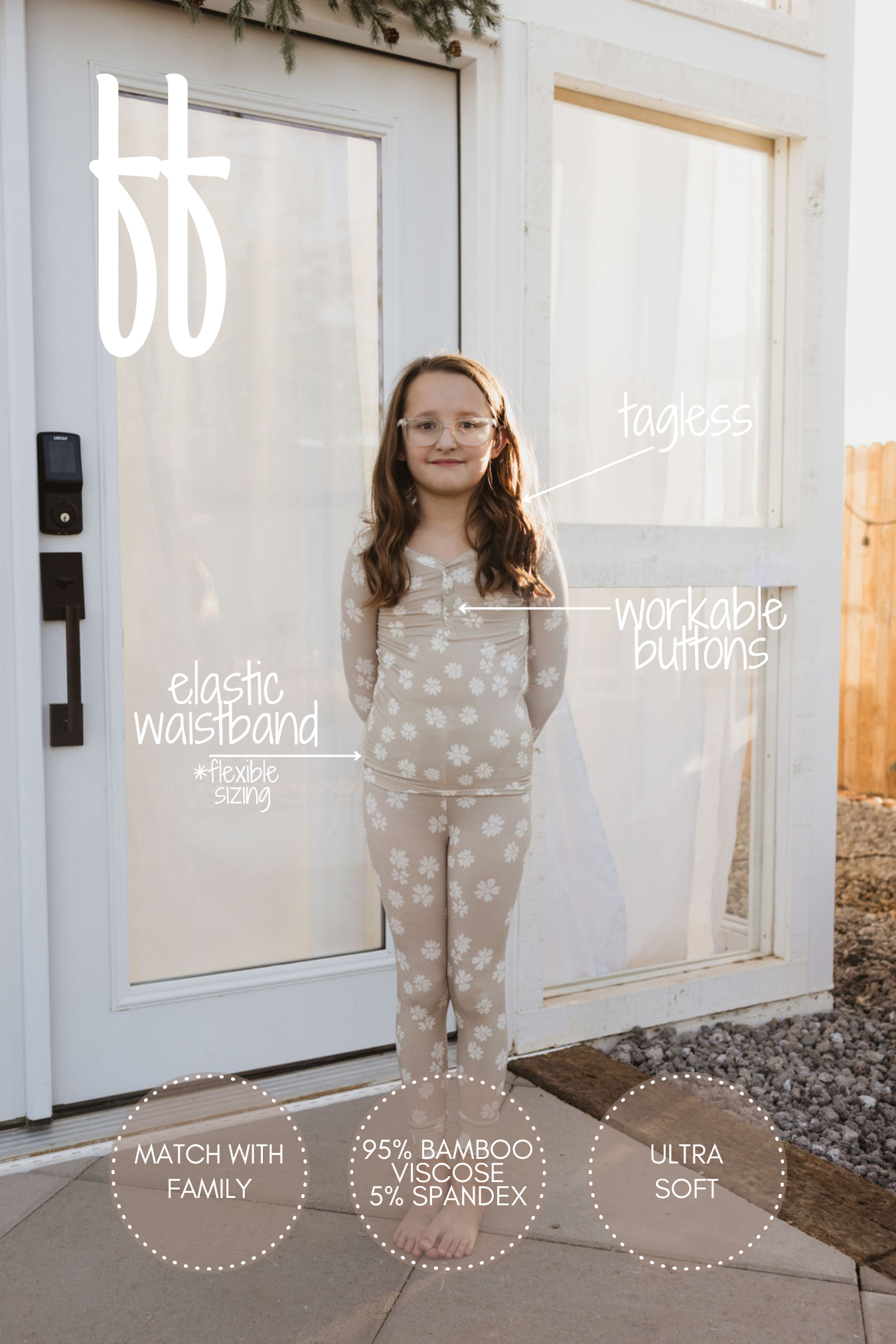 Bamboo Two Piece Pajamas | Lazy Daisy - Ivory Soul