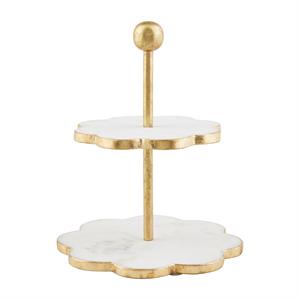 gold edge scalloped tiered server