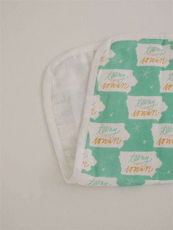 teeny tiny iowan - set of 3 muslin burp cloths