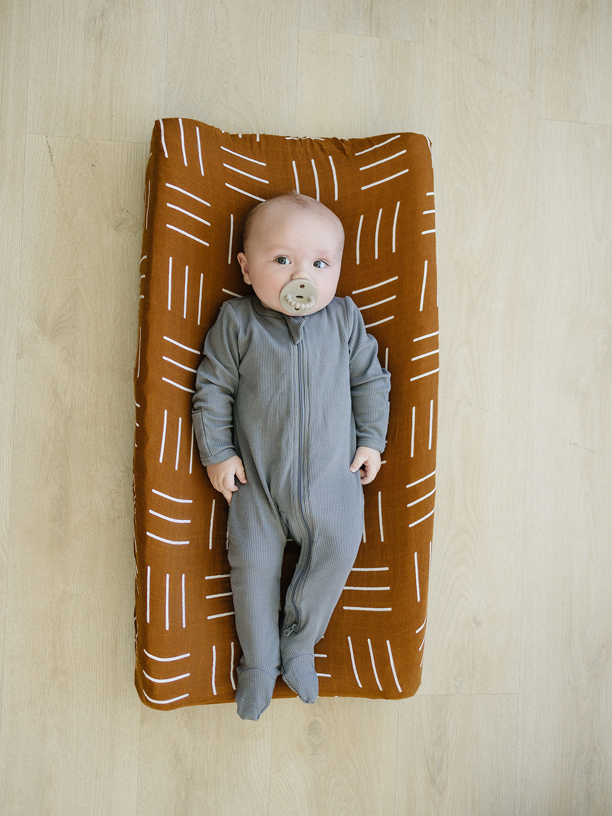 Mustard Mudcloth Muslin Changing Pad Cover - Ivory Soul