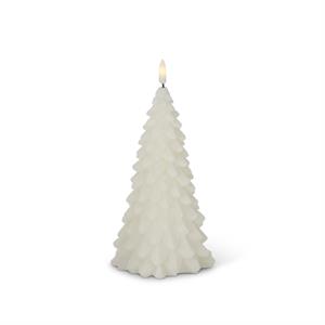 white flocked led christmas tree candle w/ timers