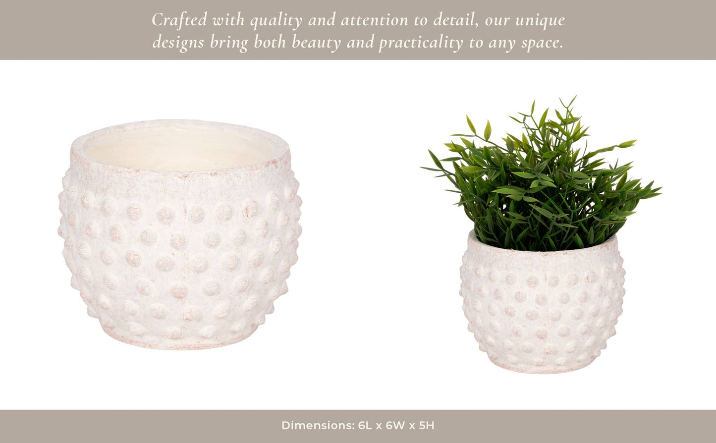 white terracotta round bubble rough finish planter