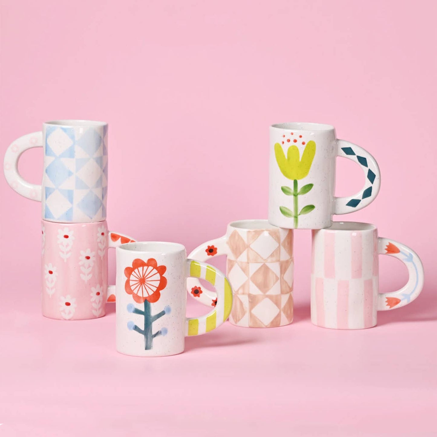 handmade flower wheel ceramic coffee mug