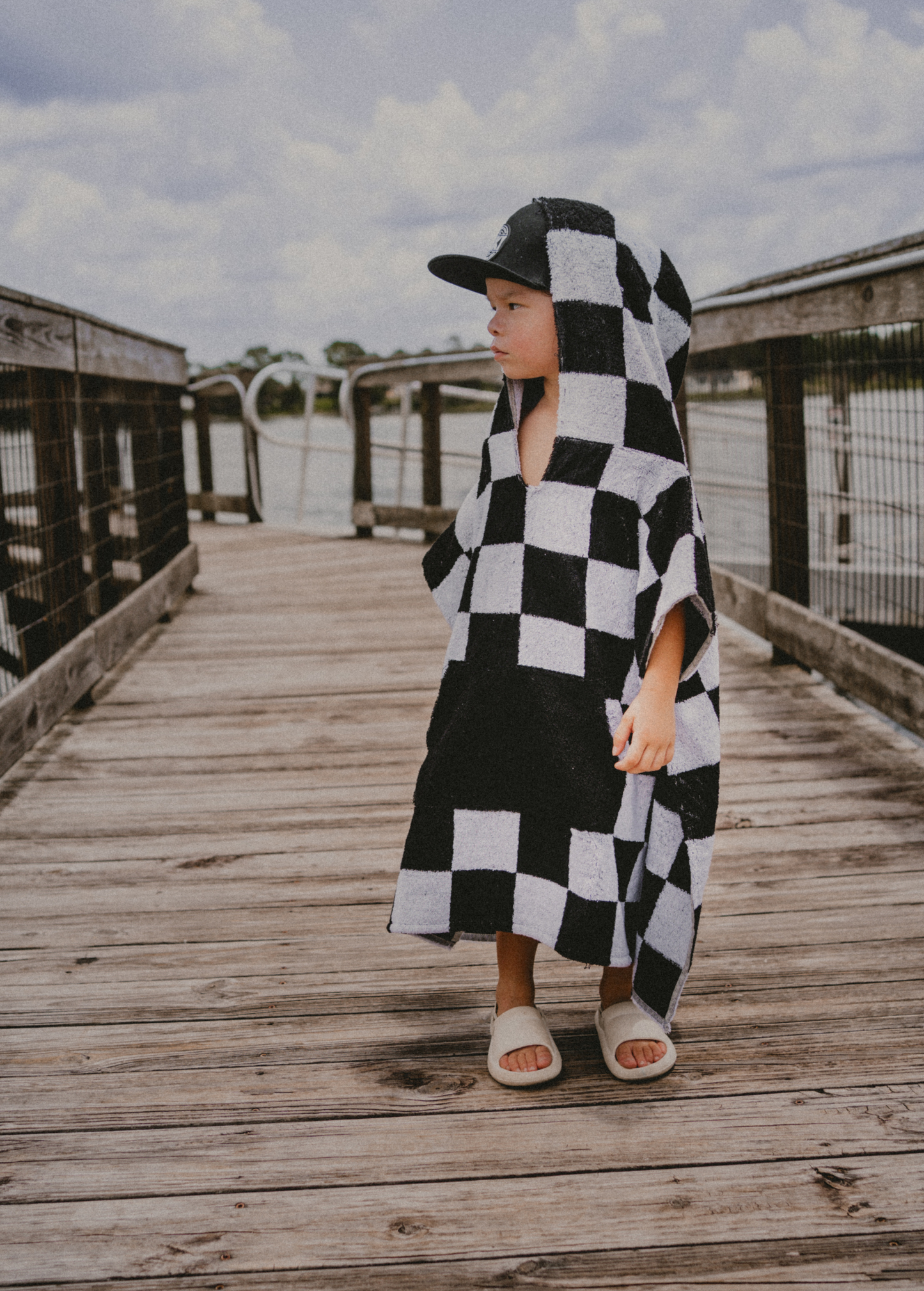 checker poncho towel