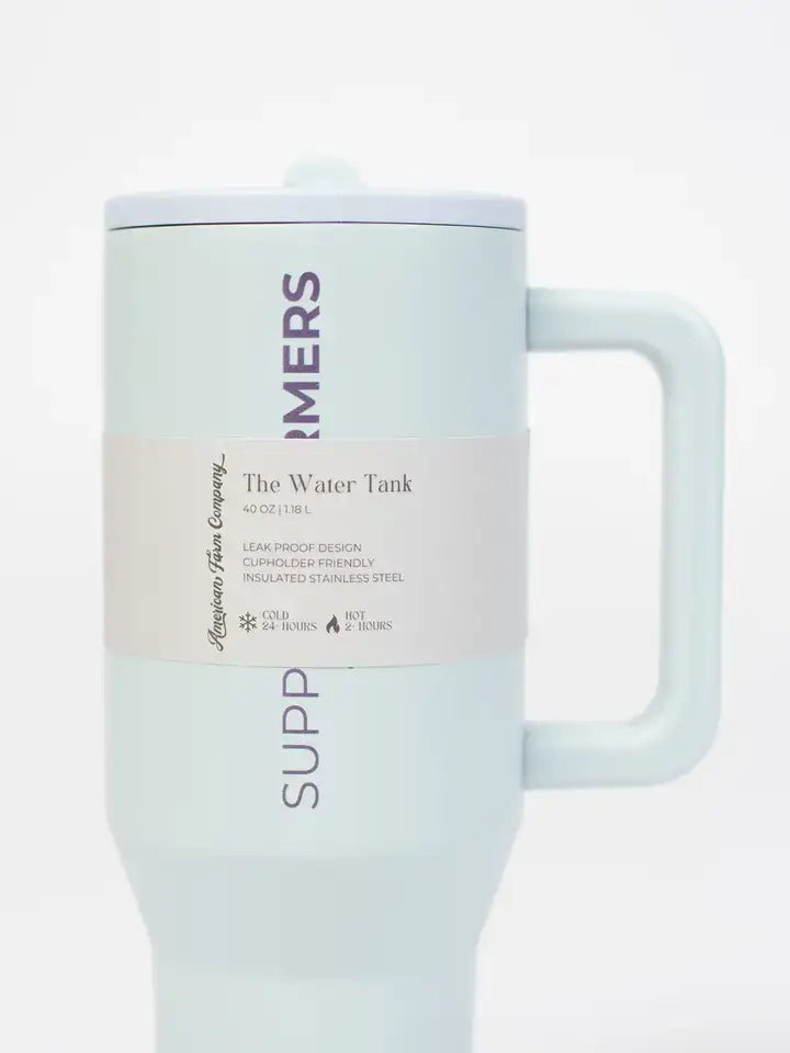 support farmers neon pink 40oz water tank tumbler - Ivory Soul