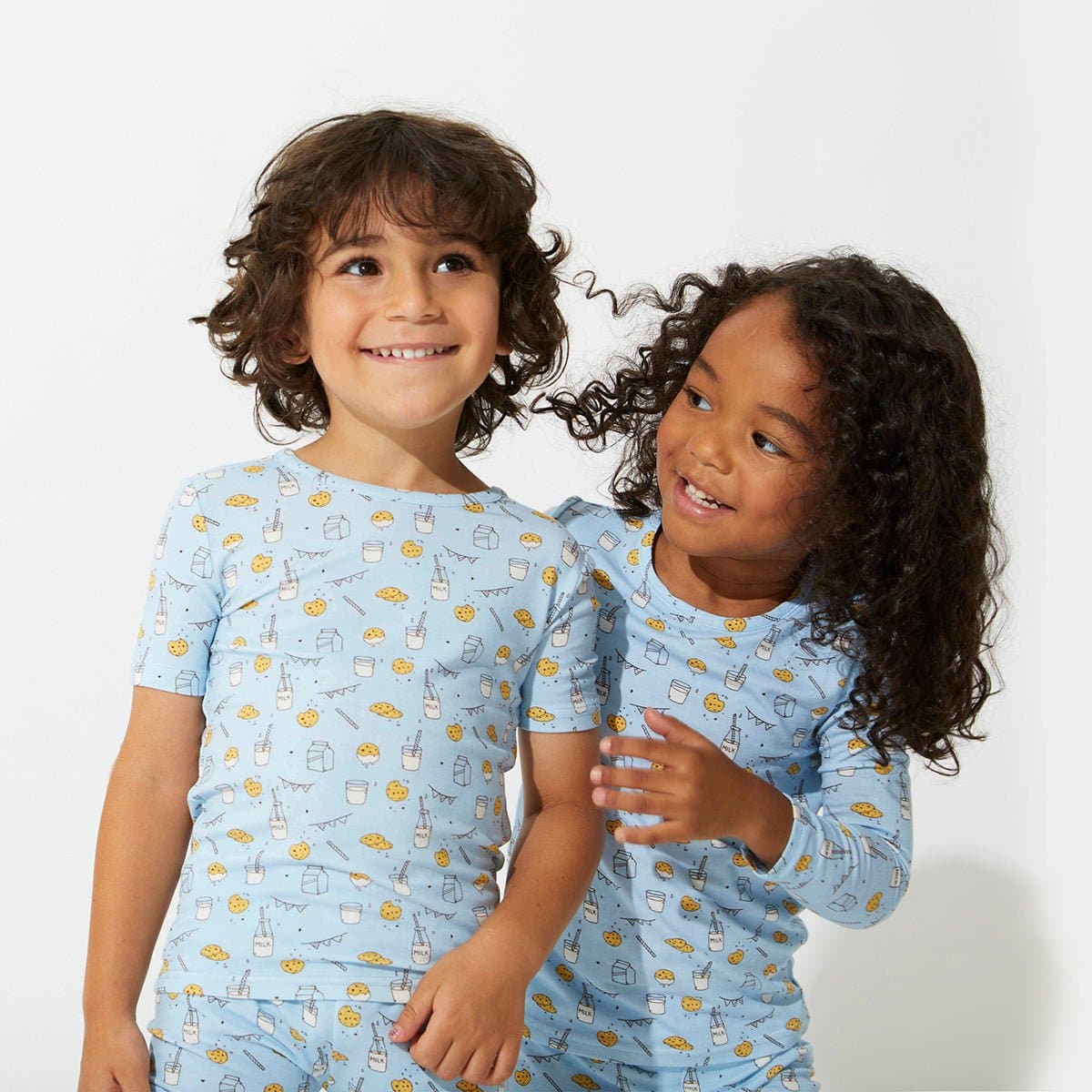 Milk & Cookies Blue Bamboo Kids Pajama Short Set - Ivory Soul