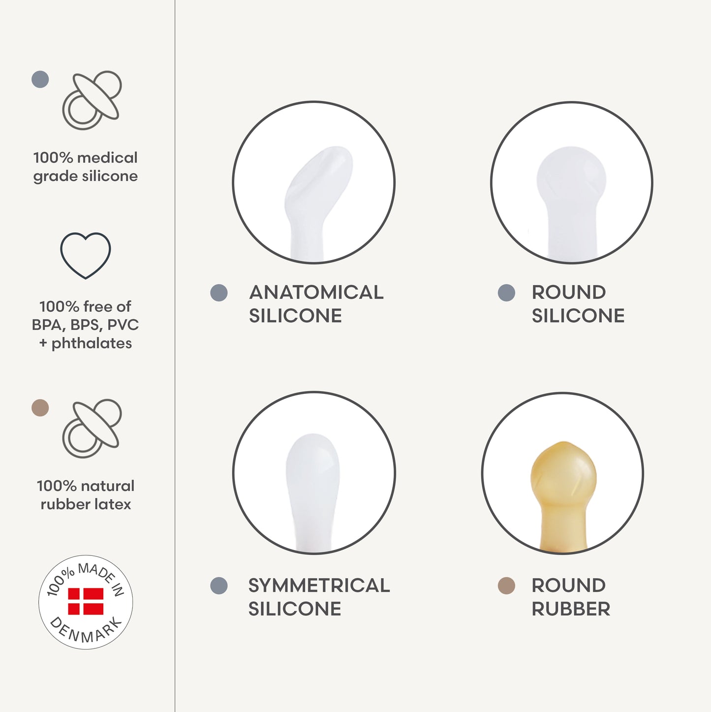 FRIGG Baby's First Pacifier Floral Heart (Cream) 4-Pack - Ivory Soul