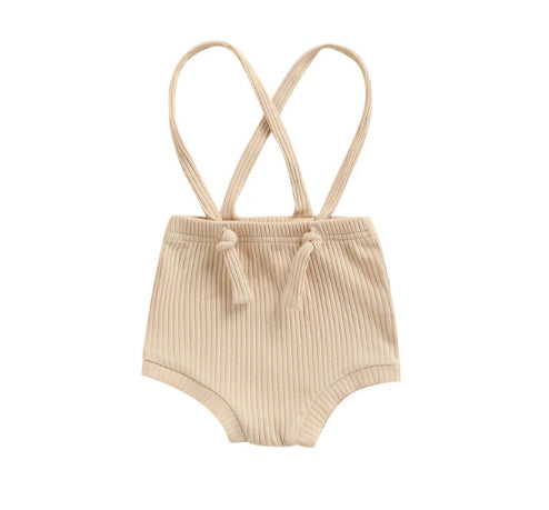 knit short overall romper - Ivory Soul