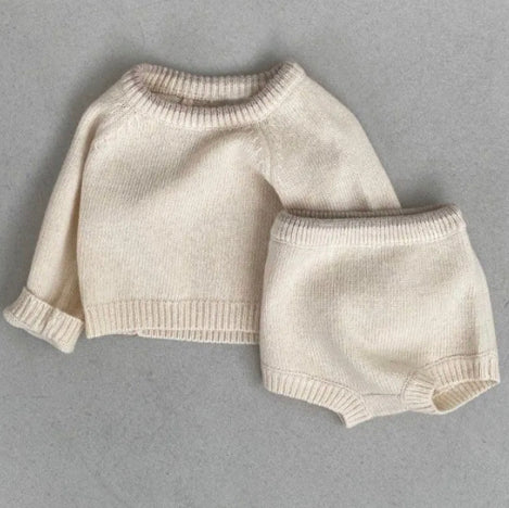 two-piece knit sweater and short set – Ivory Soul