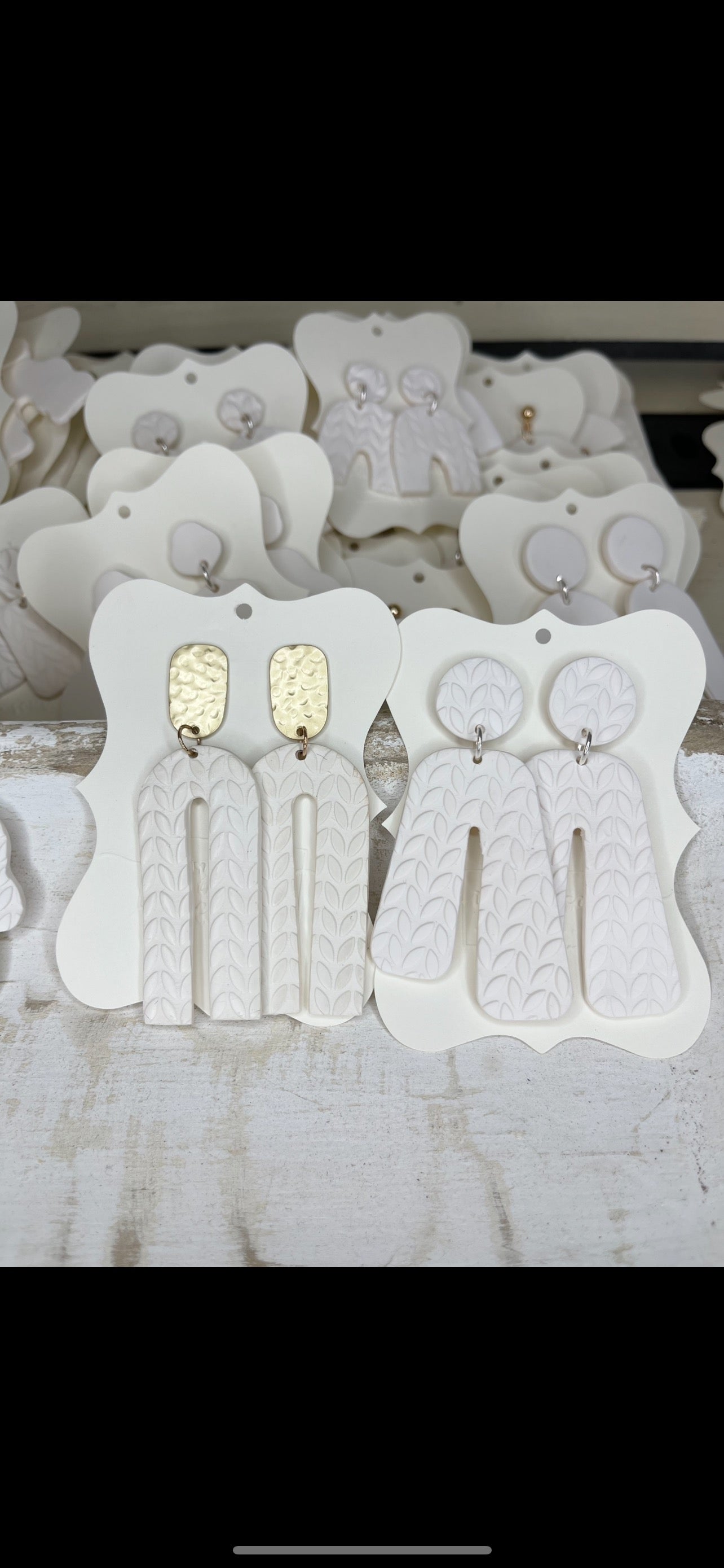 mystery dangle clay earrings - white - Ivory Soul