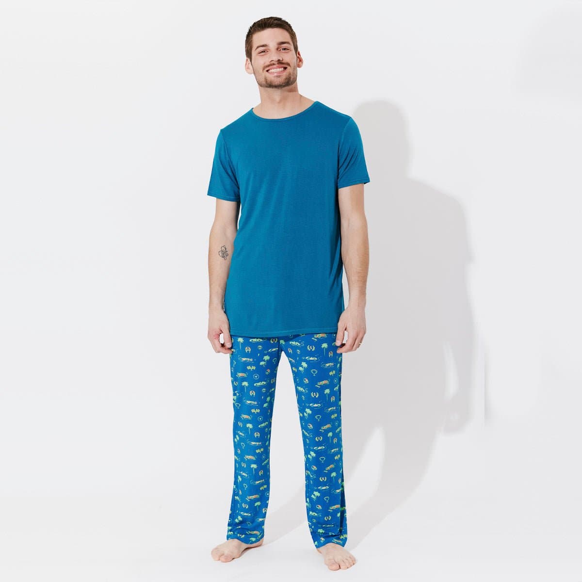 Monaco Blue Bamboo Men's Pajama Set - Ivory Soul