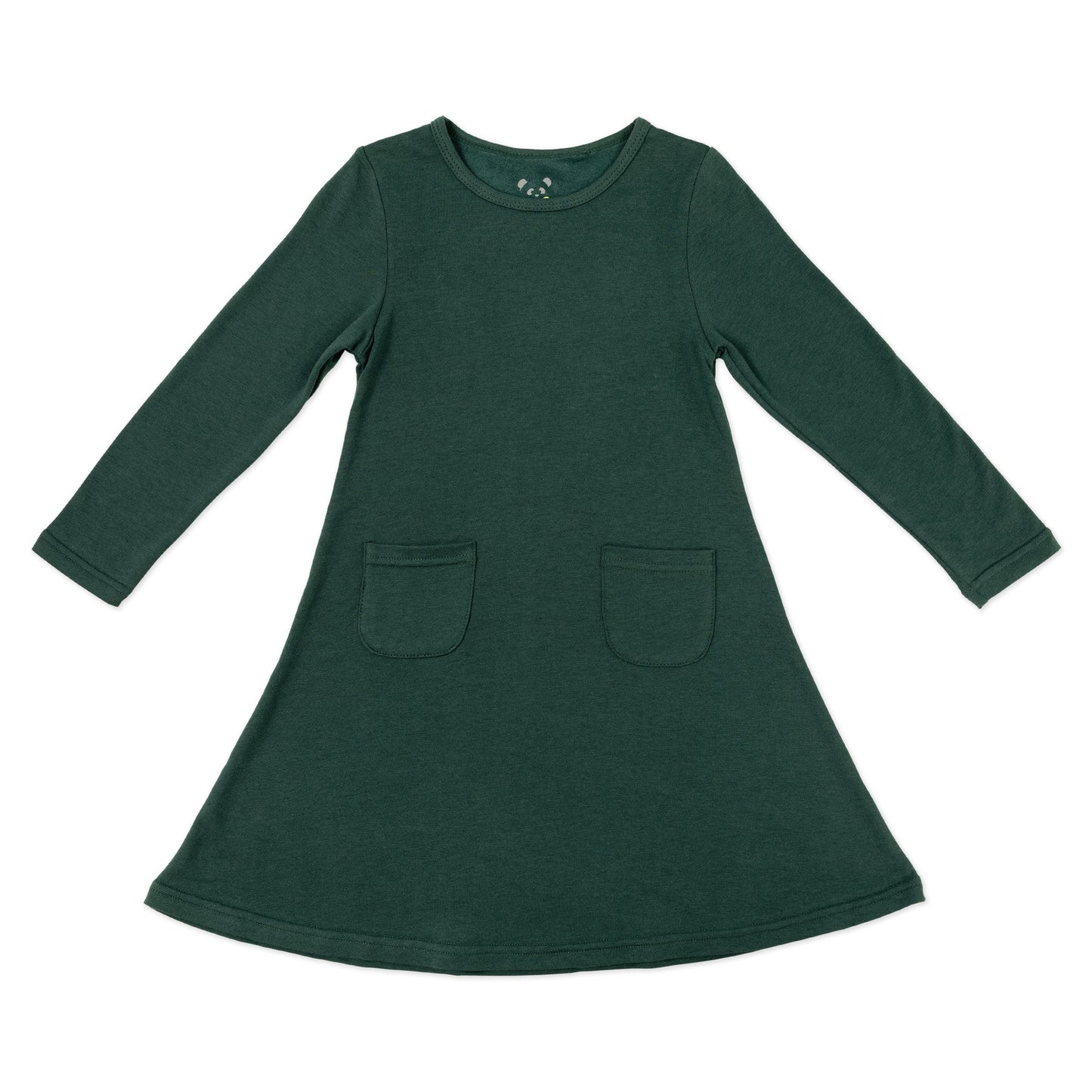 Forest Green Bamboo Terry Daywear Girls' Long Sleeve Dress - Ivory Soul