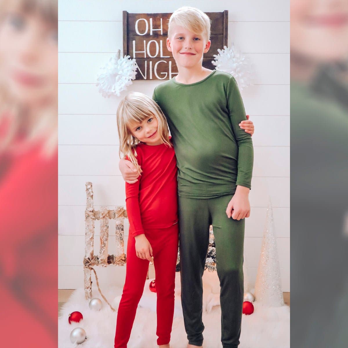 Winterberry Red Kids Bamboo Pajamas - Ivory Soul