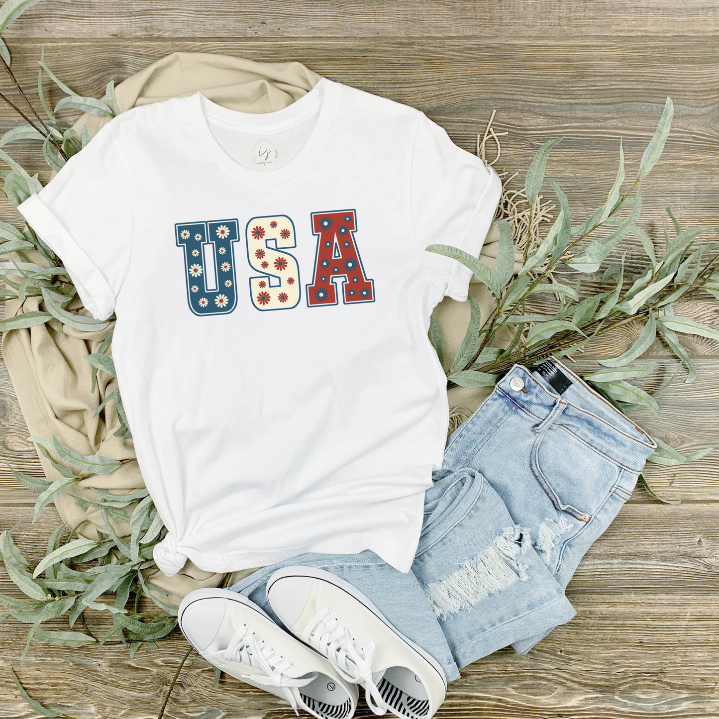 floral usa t-shirt - Ivory Soul
