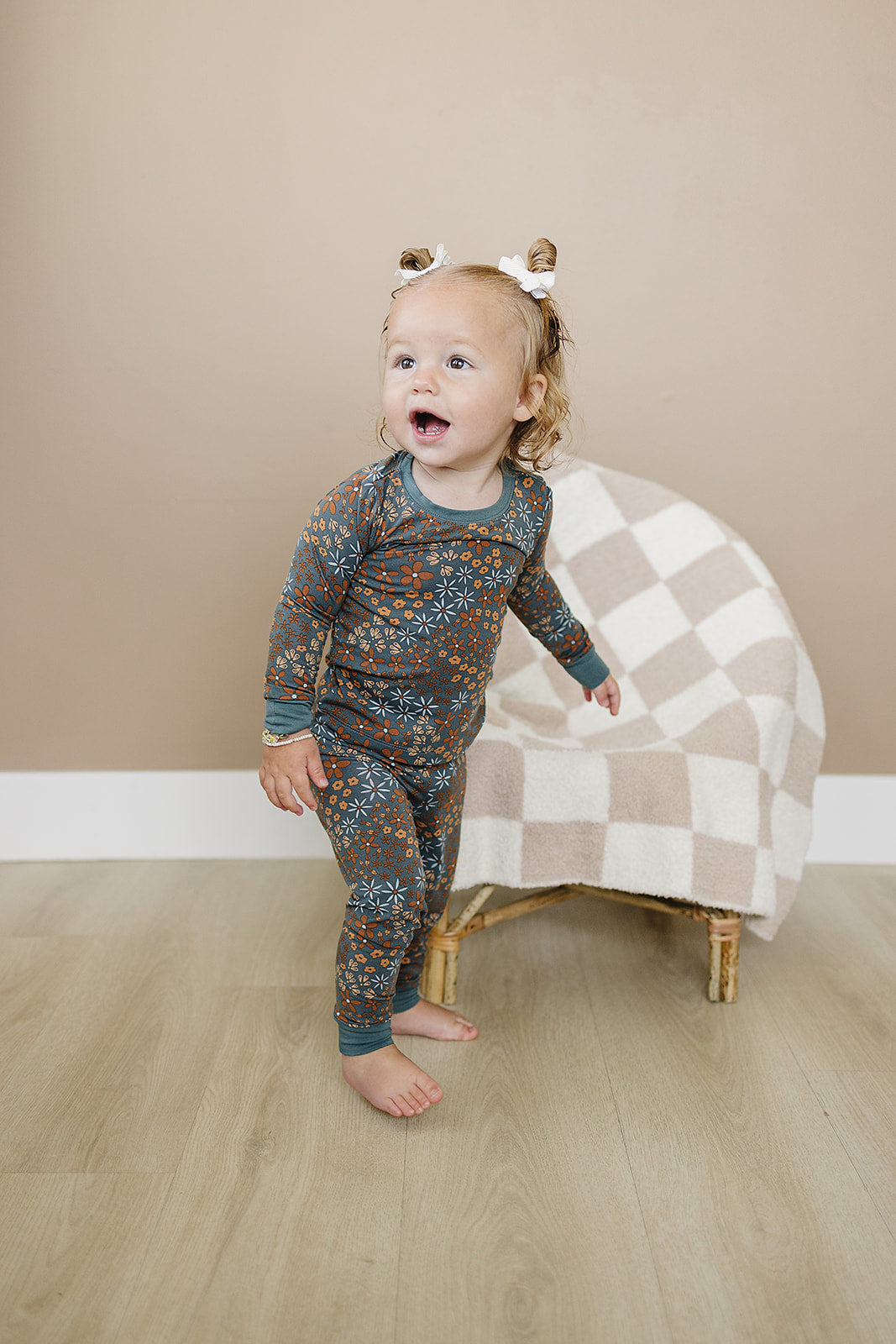 Navy Floral Bamboo Cozy Set - Ivory Soul