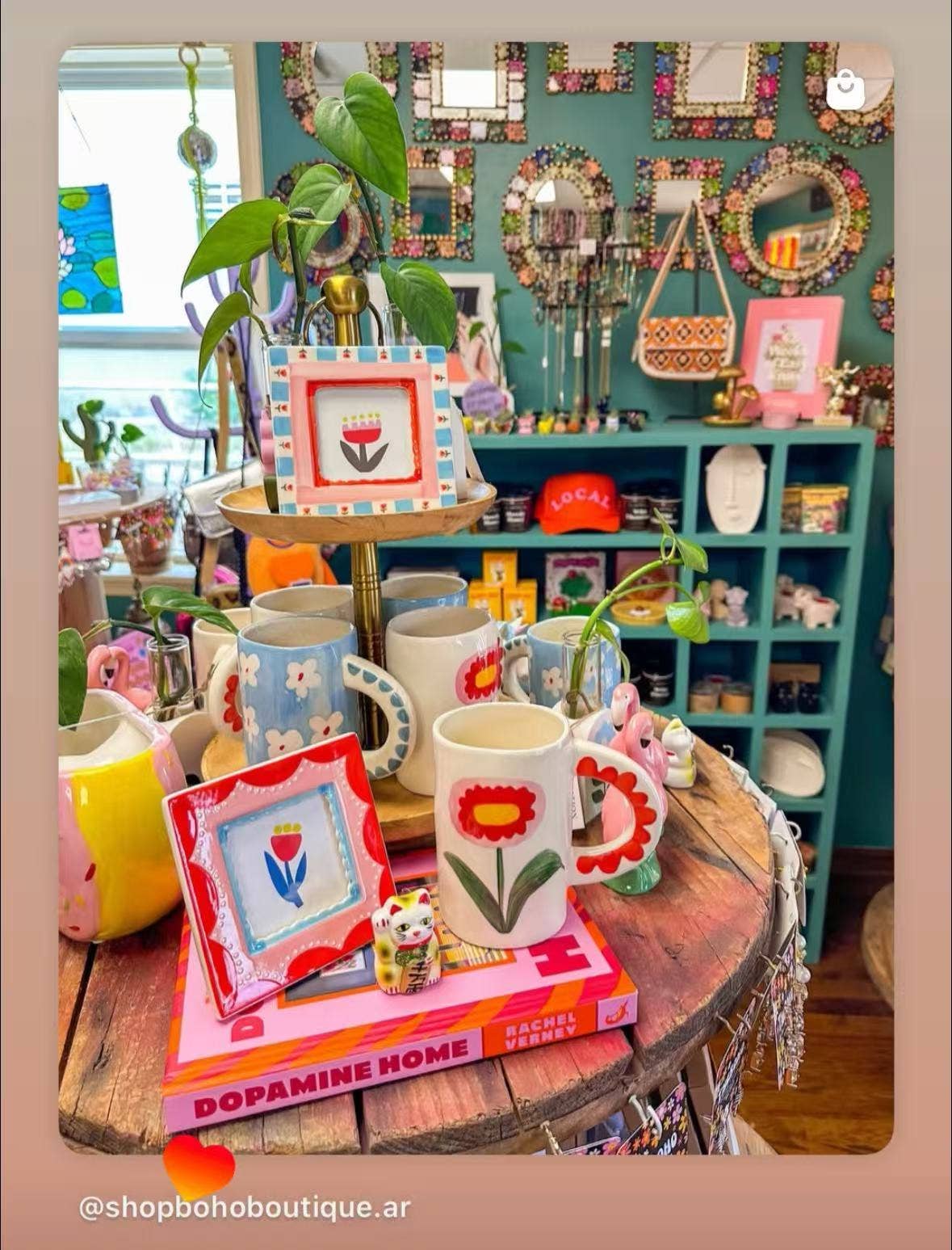 handmade red flower ceramic coffee mug