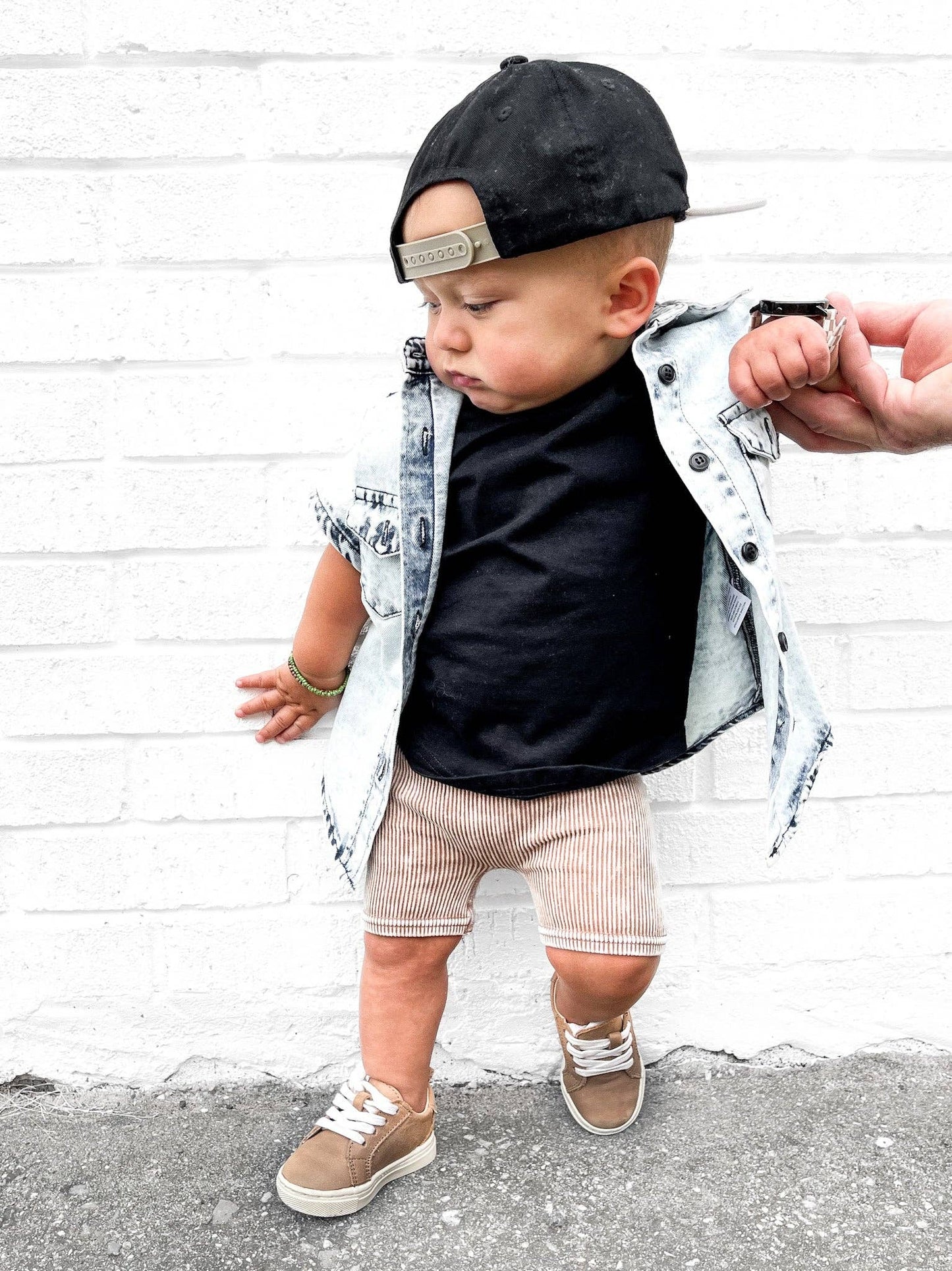 acid wash biker shorts - camel