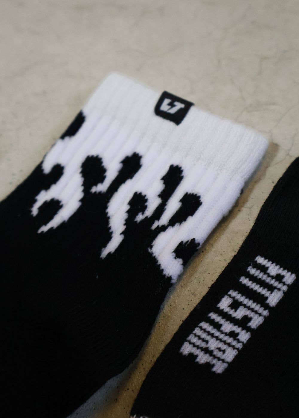 white flame crew socks