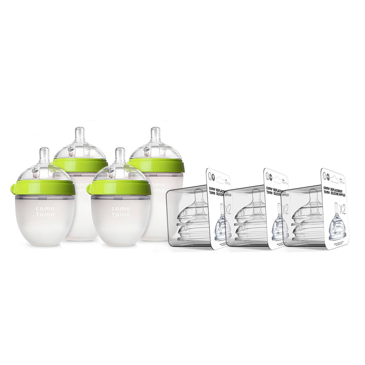 comotomo baby bottle bundle - green