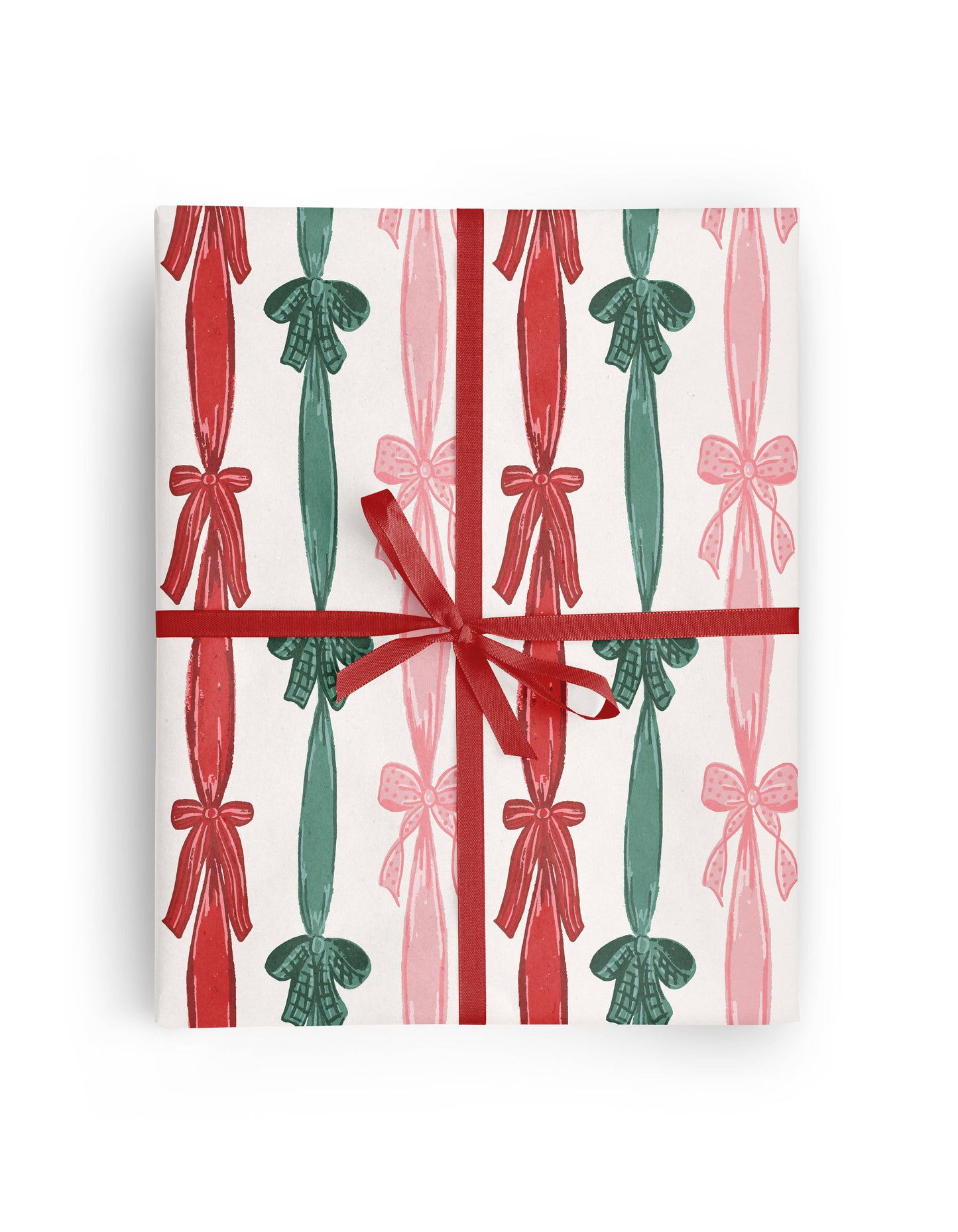 red and green christmas stripe bows wrapping paper roll