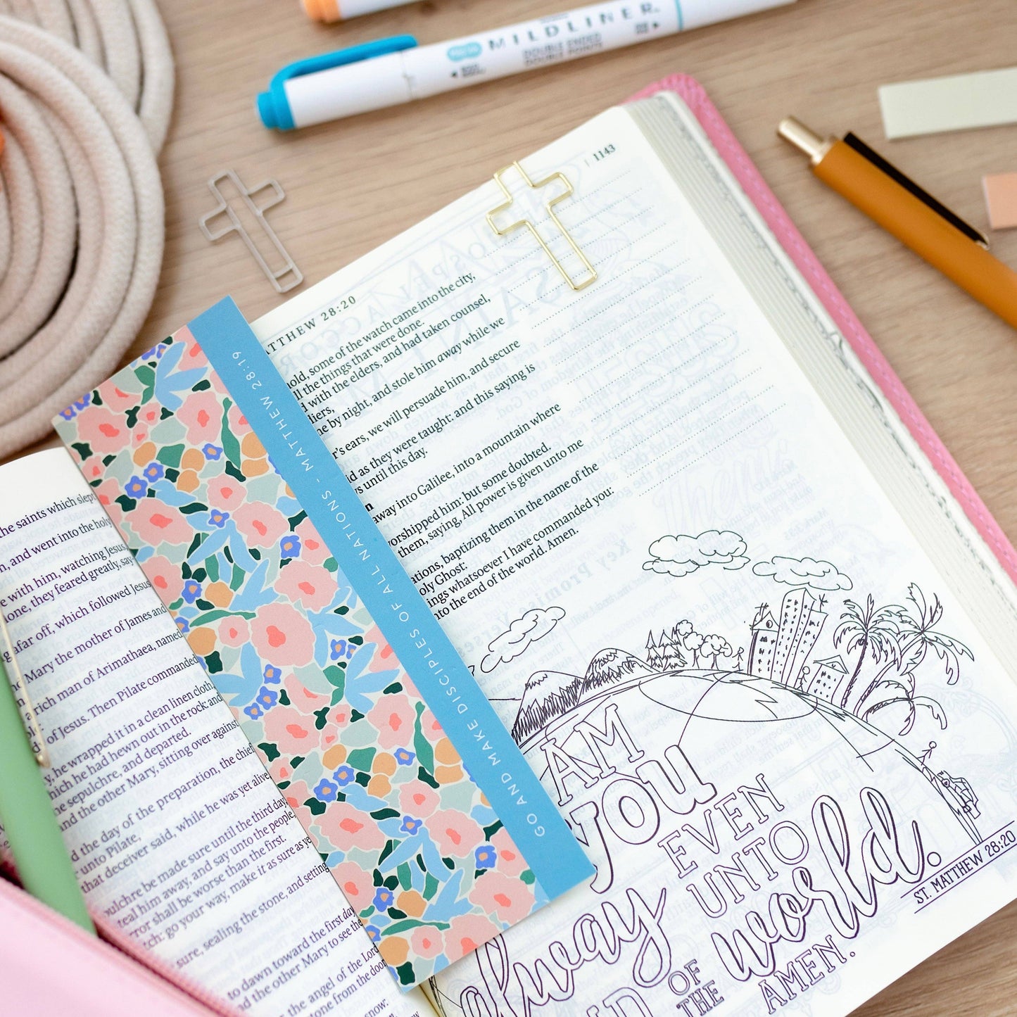 bookmark + cross paper clips