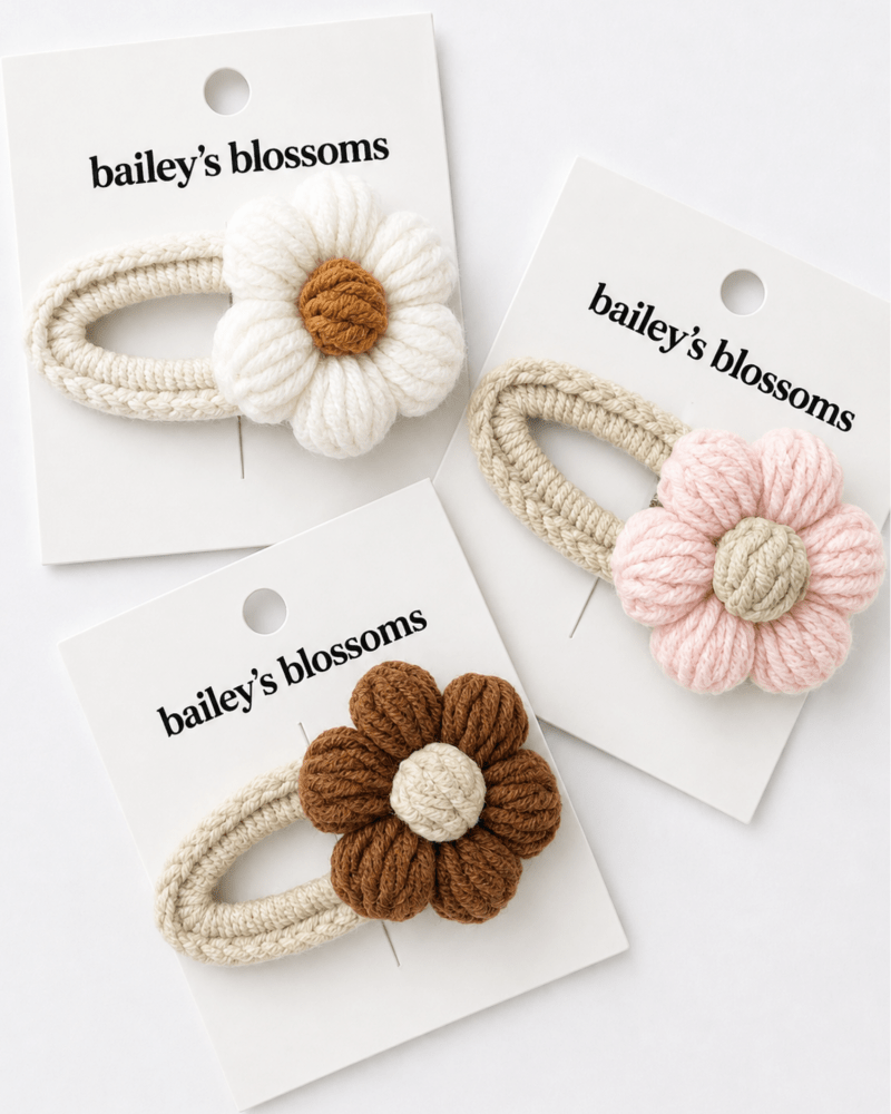 crochet daisy clip - mocha