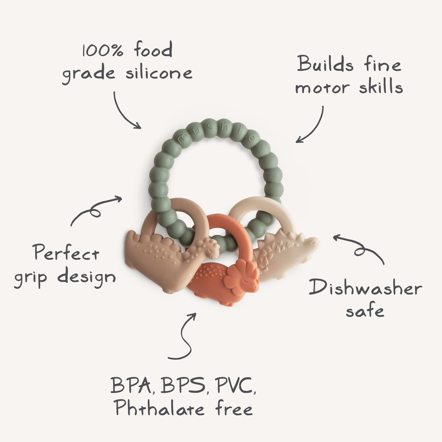 Dino Teething Ring - Ivory Soul
