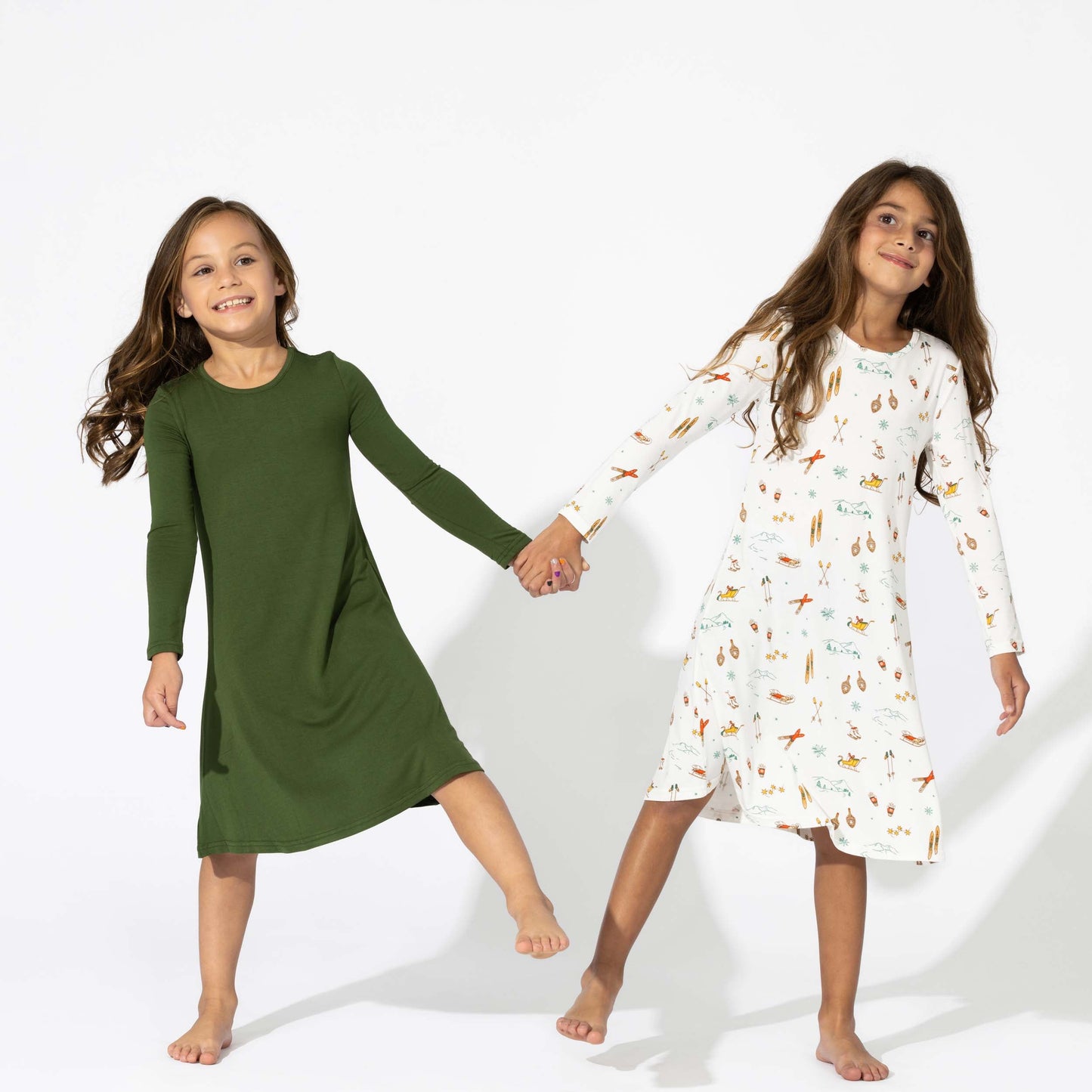 Evergreen Bamboo Girls' Long Sleeve Dress - Ivory Soul