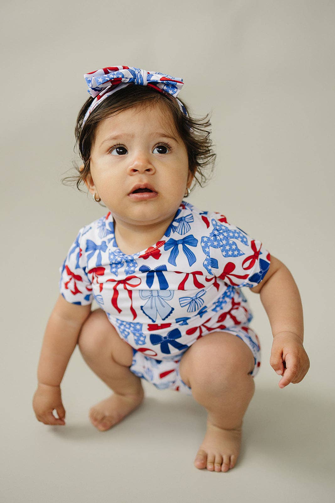 bamboo shorts set | red-white & bows