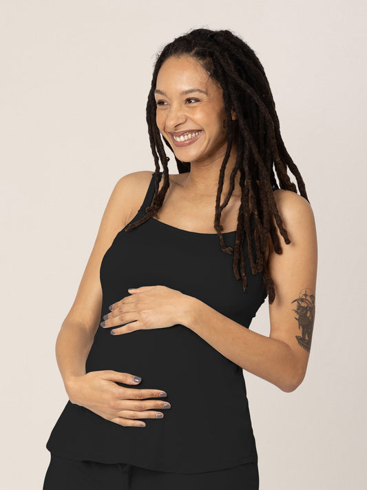 bamboo lounge around nursing tank | black