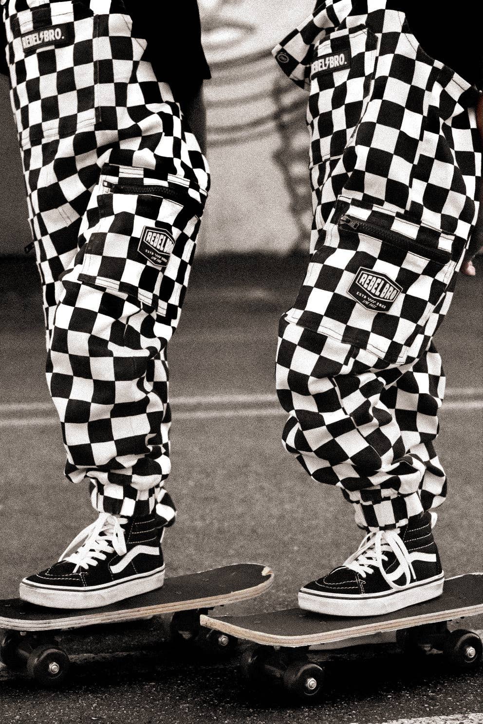 live fast checkered overalls in venice
