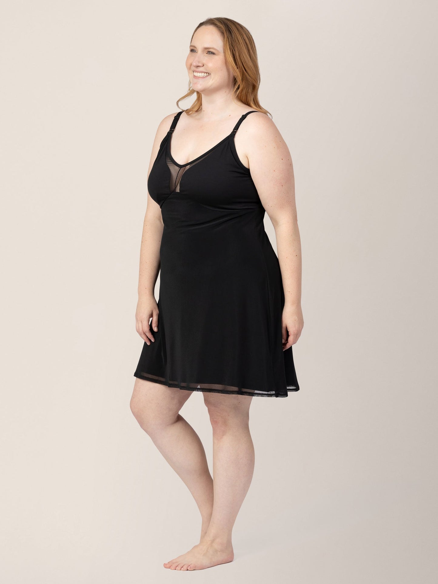 aurora mesh nursing nightgown | black *online exclusive*