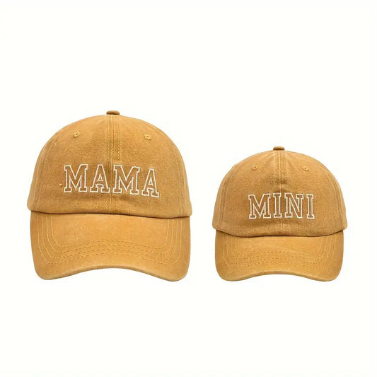 matching mama + mini hats - mustard