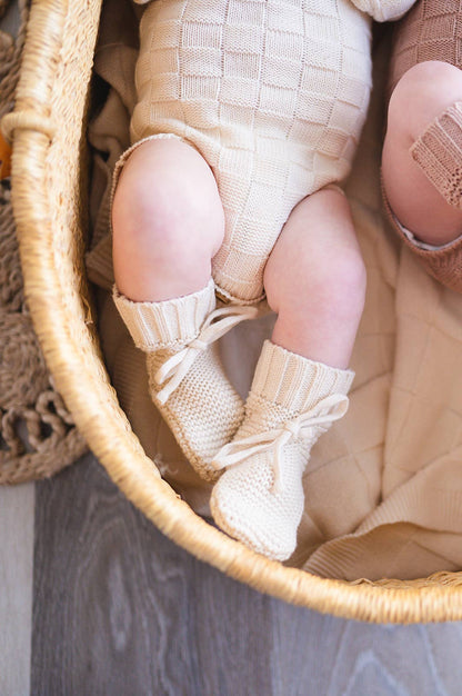 organic knit booties - cream