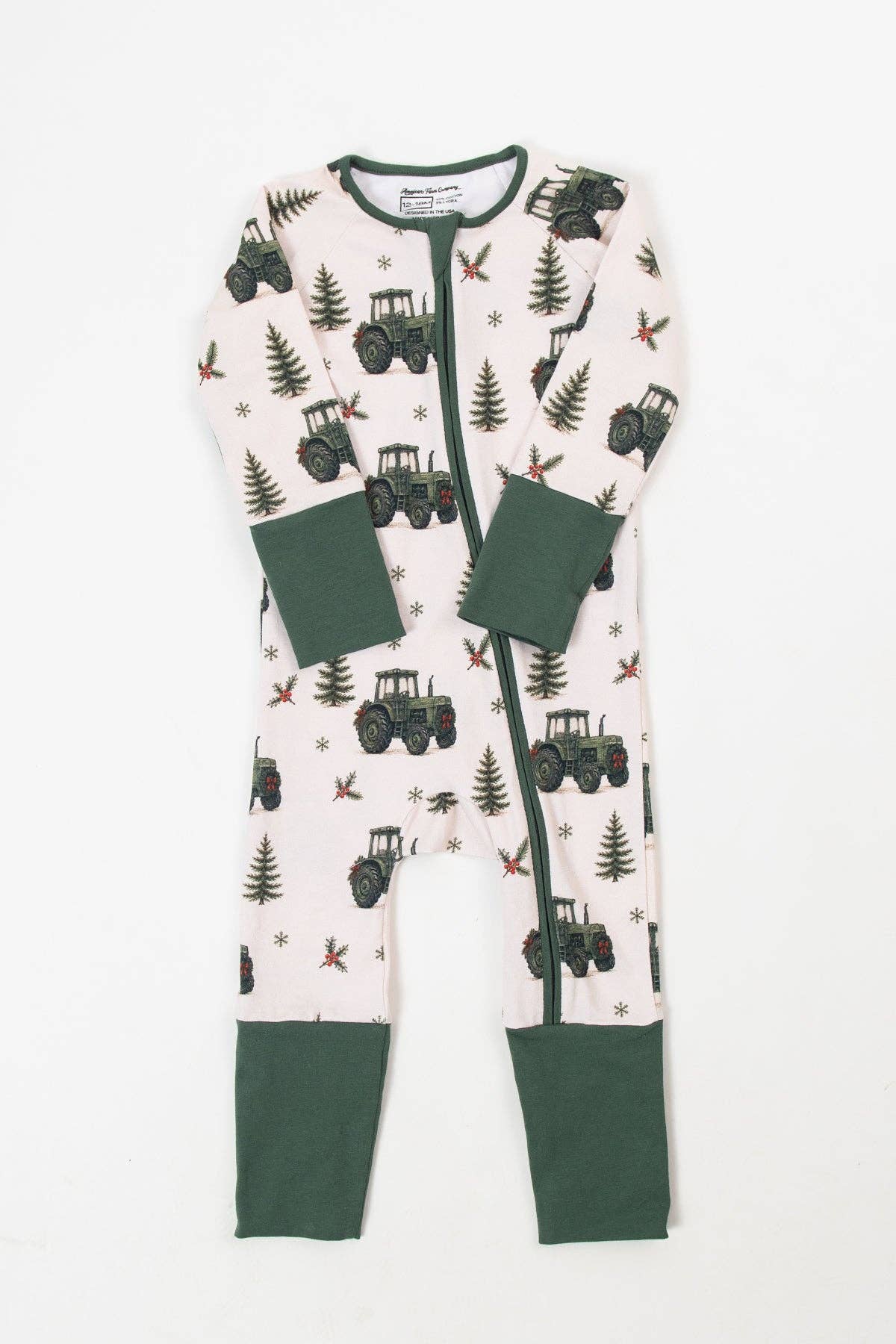 vintage green tractor christmas baby zippy