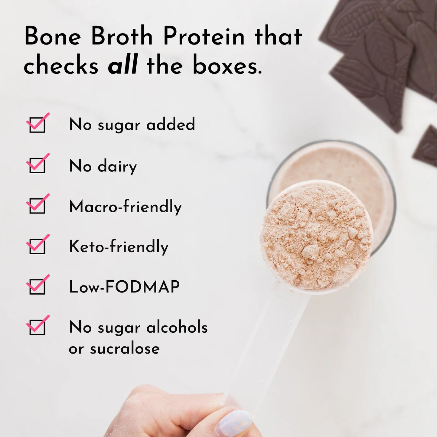 mint chocolate bone broth protein powder