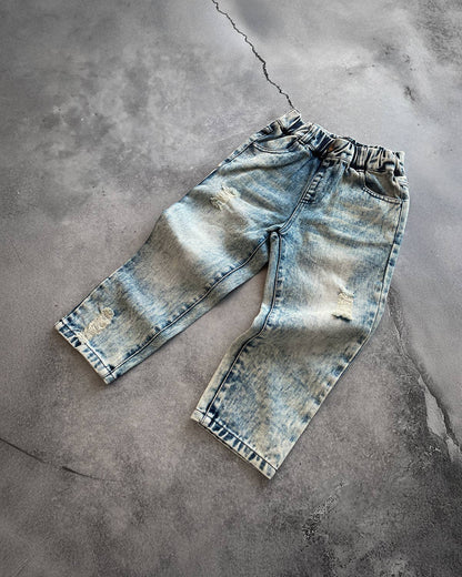 relaxed straight light acid wash denim