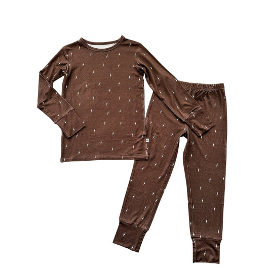 two-piece pajama set -  brown lightning