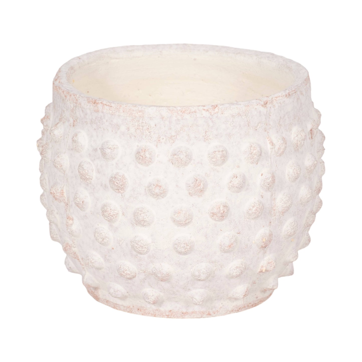 white terracotta round bubble rough finish planter